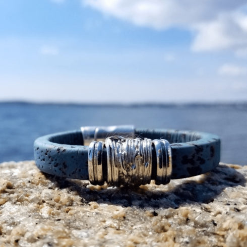 Blue Cork Bead Bracelet